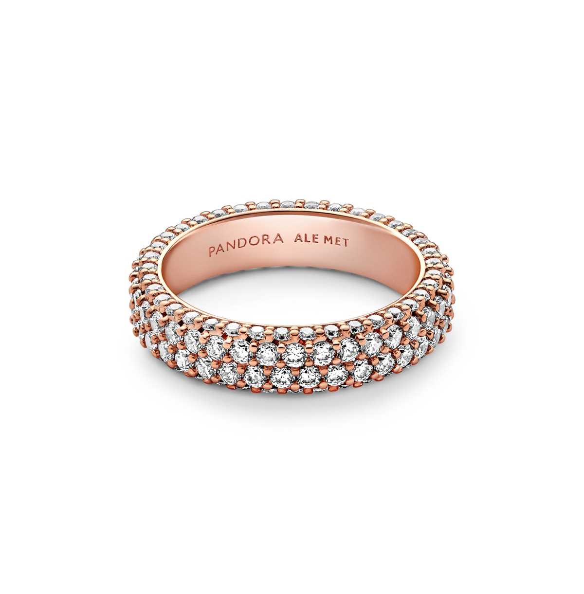Pandora Cubic Zirconia Timeless Pave Double-row Ring In Rose Gold