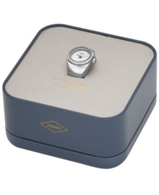 Fossil Women's Watch Ring Two-Hand Silver-Tone Stainless Steel 15mm