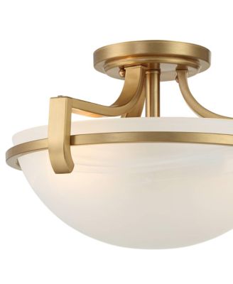 Mallot Modern Ceiling Light Semi Flush Mount Fixture 12 1/2" Wide Soft Gold 2-Light Marbleized Glass Bowl Shade for Bedroom Living Room