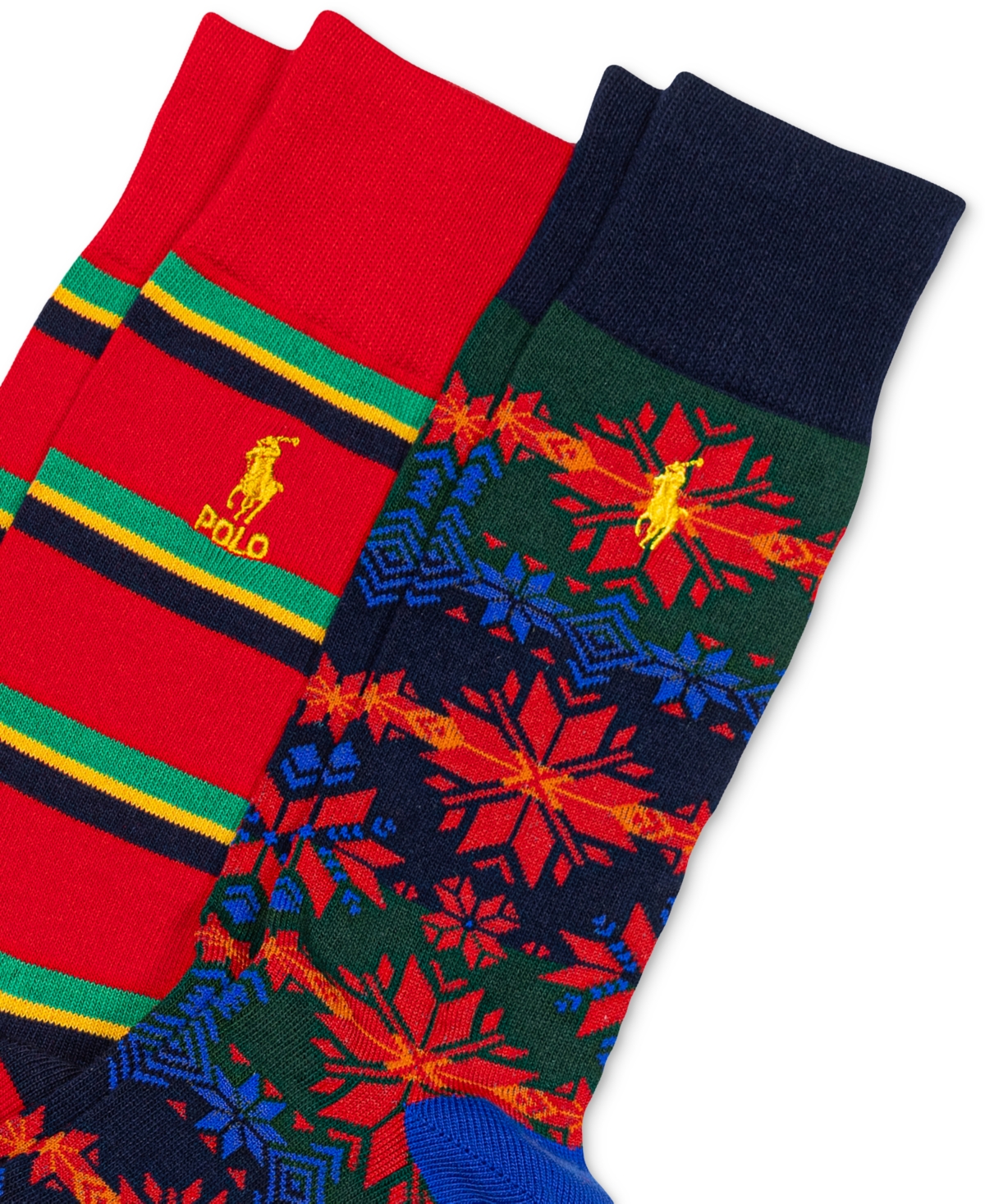 Shop Polo Ralph Lauren Men's 2-pk. Multi-snowflake Slack Crew Socks In Assorted