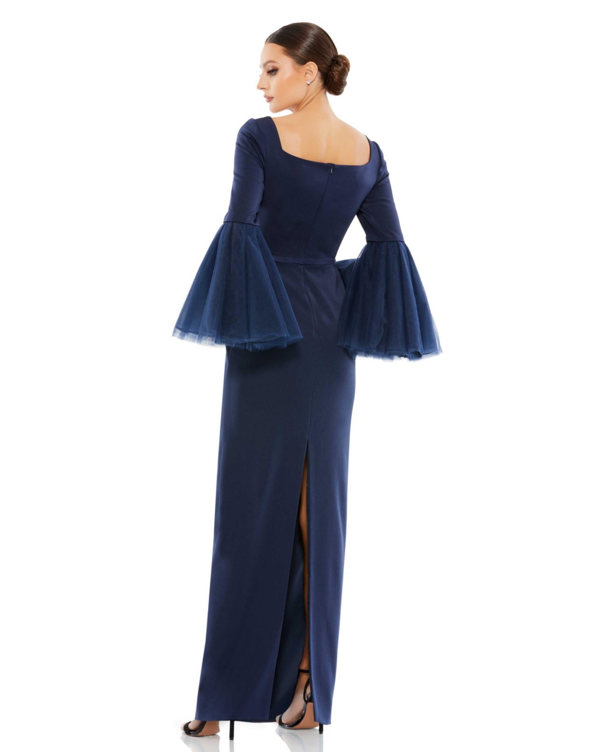 Women's Flounced Sleeve Square Neck Column Gown