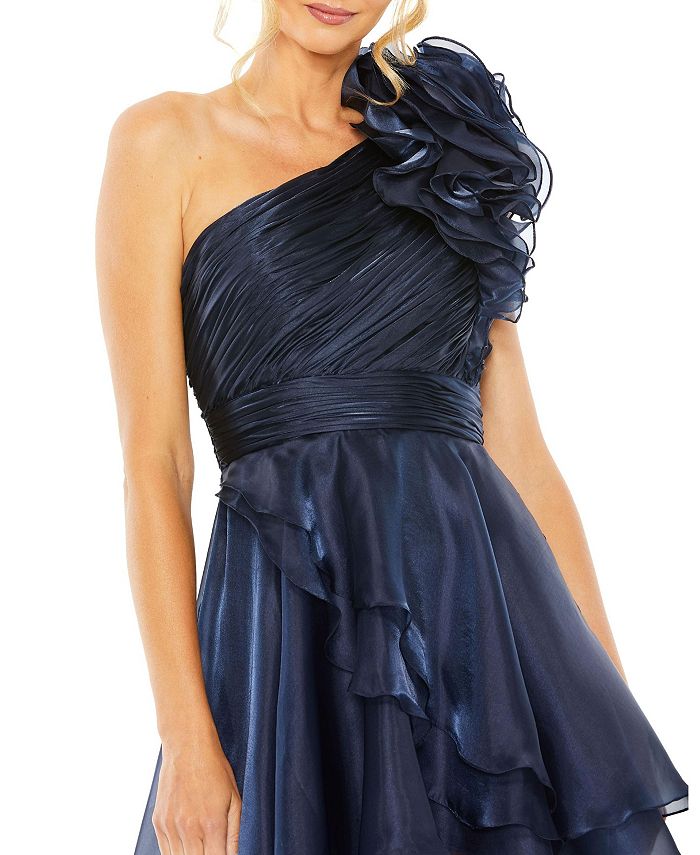 Mac Duggal Womens's Ieena One Shoulder Ruffle HiLo Gown Macy's