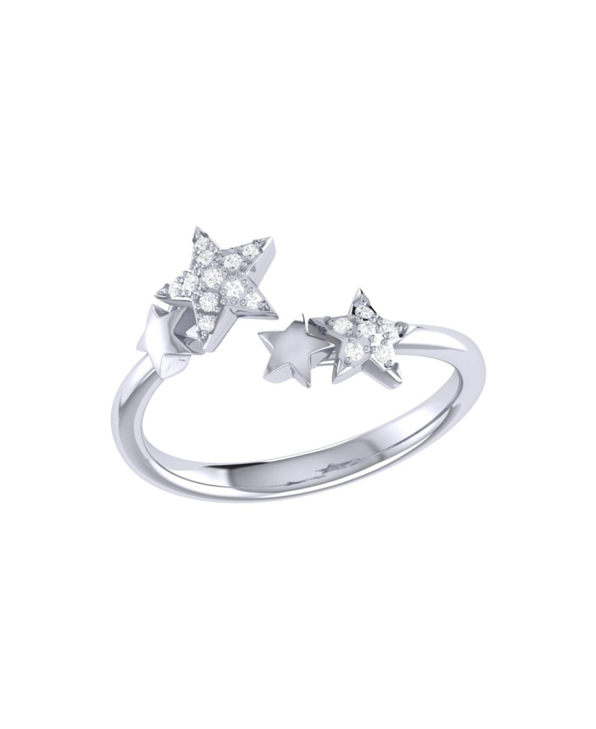 LUVMYJEWELRY DAZZLING STAR COUPLES DESIGN STERLING SILVER DIAMOND OPEN WOMEN RING