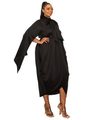 Plus Size Tina Tulip Hem Cape Sleeve Pocket Dress