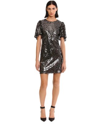 Donna Morgan Women s Sequined Flutter Sleeve Shift Dress Macy s