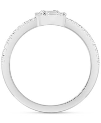 Diamond Round & Baguette Coil Ring (1/2 ct. t.w.) in 14k White Gold