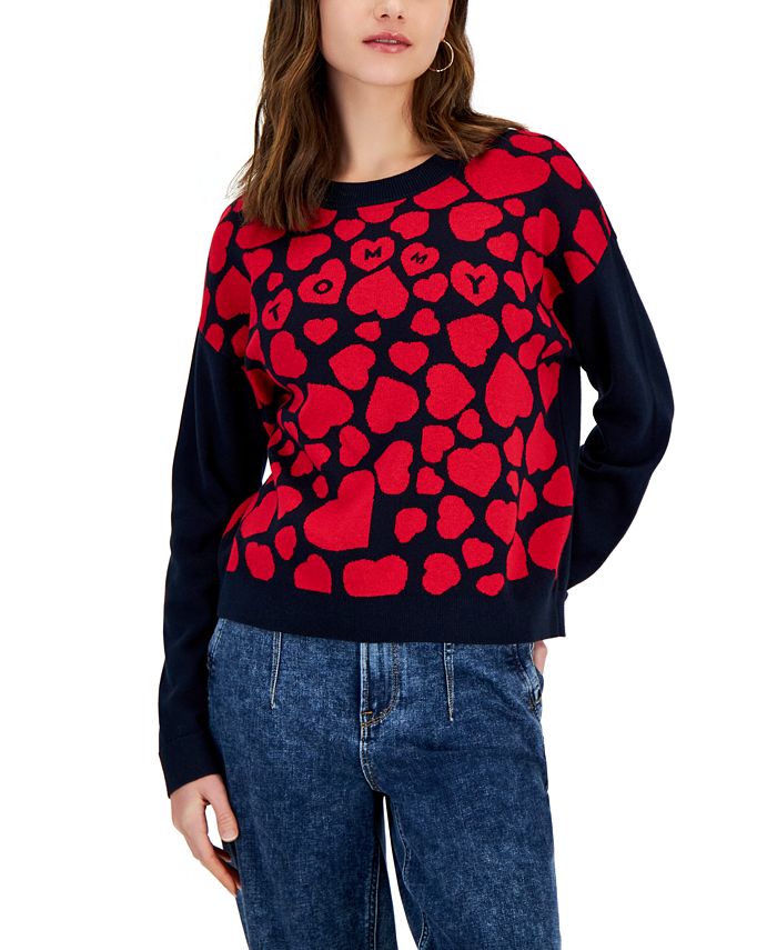 Vince Camuto Women's Knit Valentine Sweater (Bright Cherry, XS) 