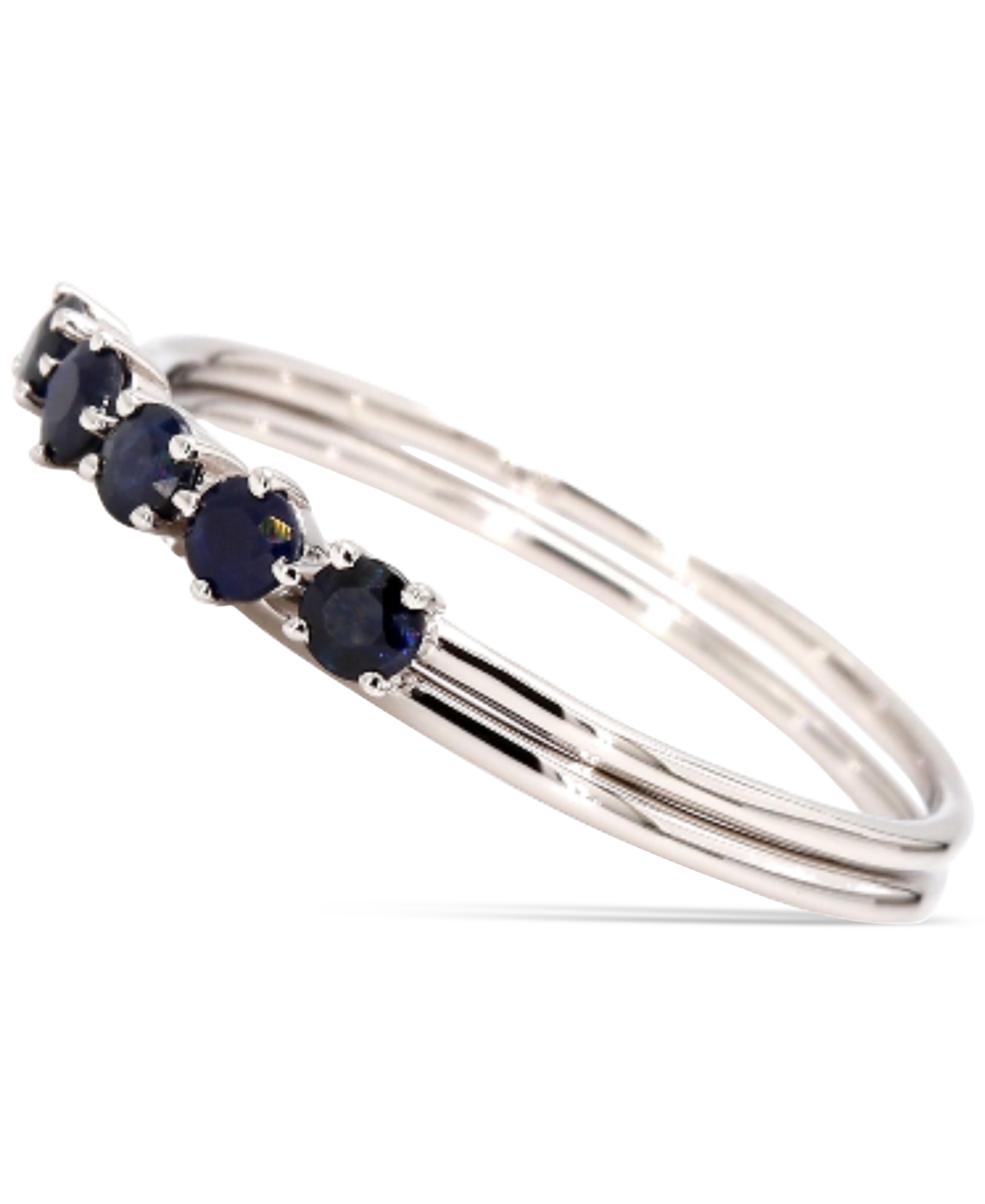 Five Stone Split Shank Band (7/8 ct. t.w.) in Sterling Silver - Sapphire