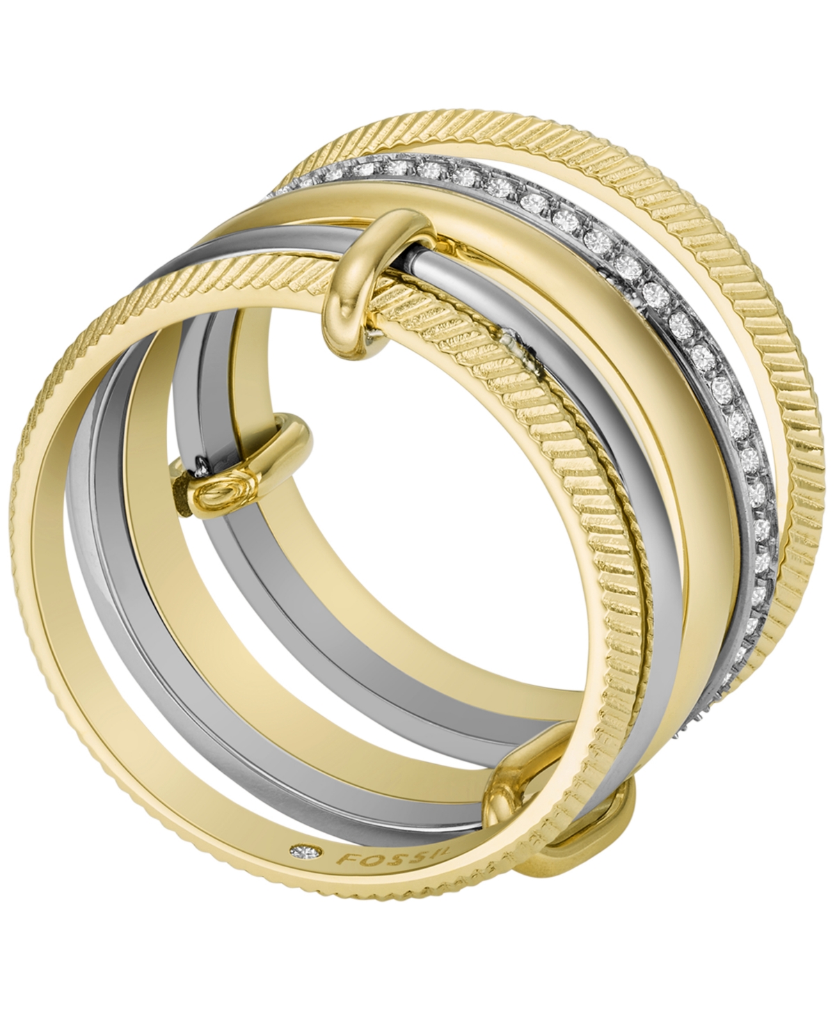 Shop Fossil All Stacked Up Two-tone Stainless Steel Prestack Ring