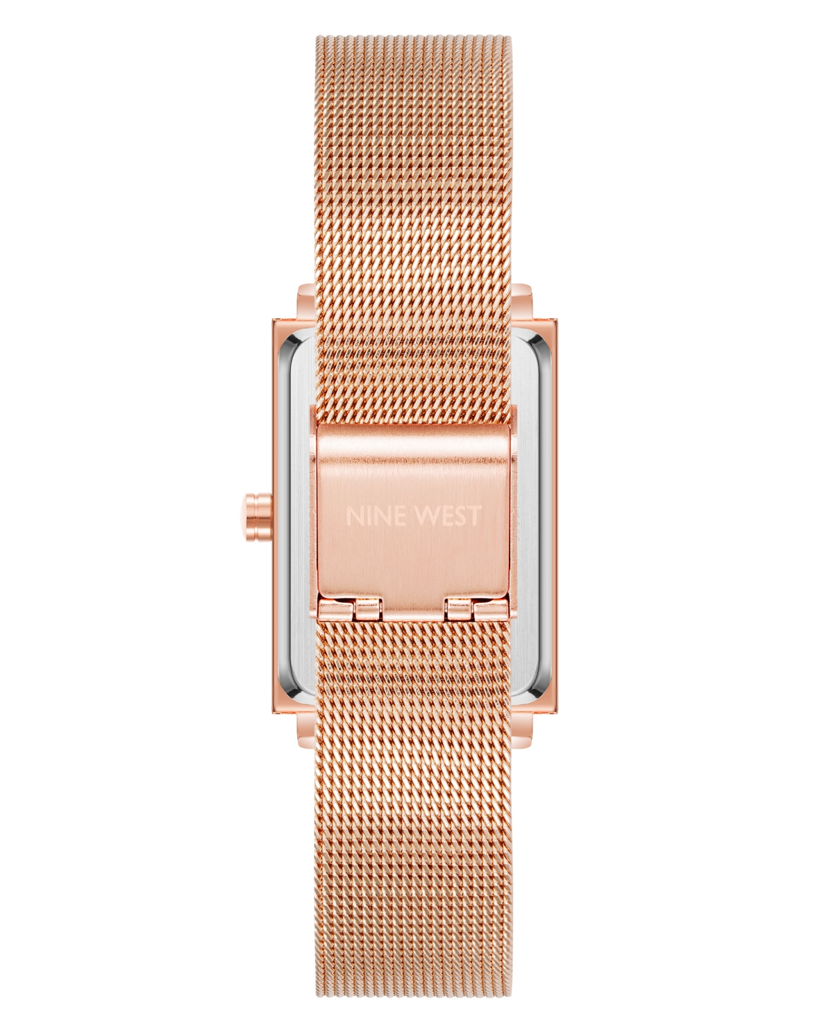 Nine West Women's Quartz Rectangular Rose Gold-Tone Stainless Steel Mesh Band Watch, 24mm - Rose Gold-Tone