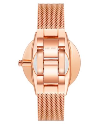 Nine West Women's Quartz Rose Gold-Tone Stainless Steel Mesh Band Watch, 40mm