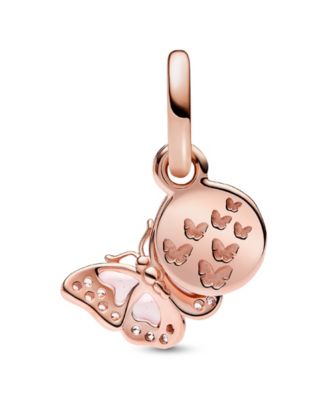 Cubic Zirconia Pink Butterfly Quote Double Dangle Charm