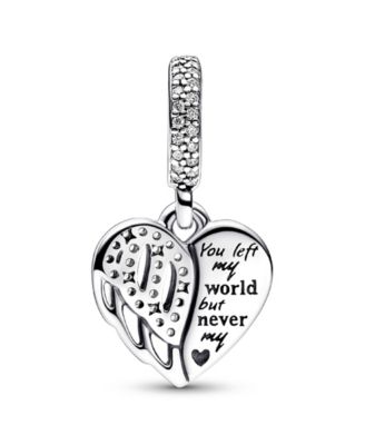 VOROCO 925 Sterling Silver White Pearl Dangle Charm With Heart Shape AAA CZ – European Style