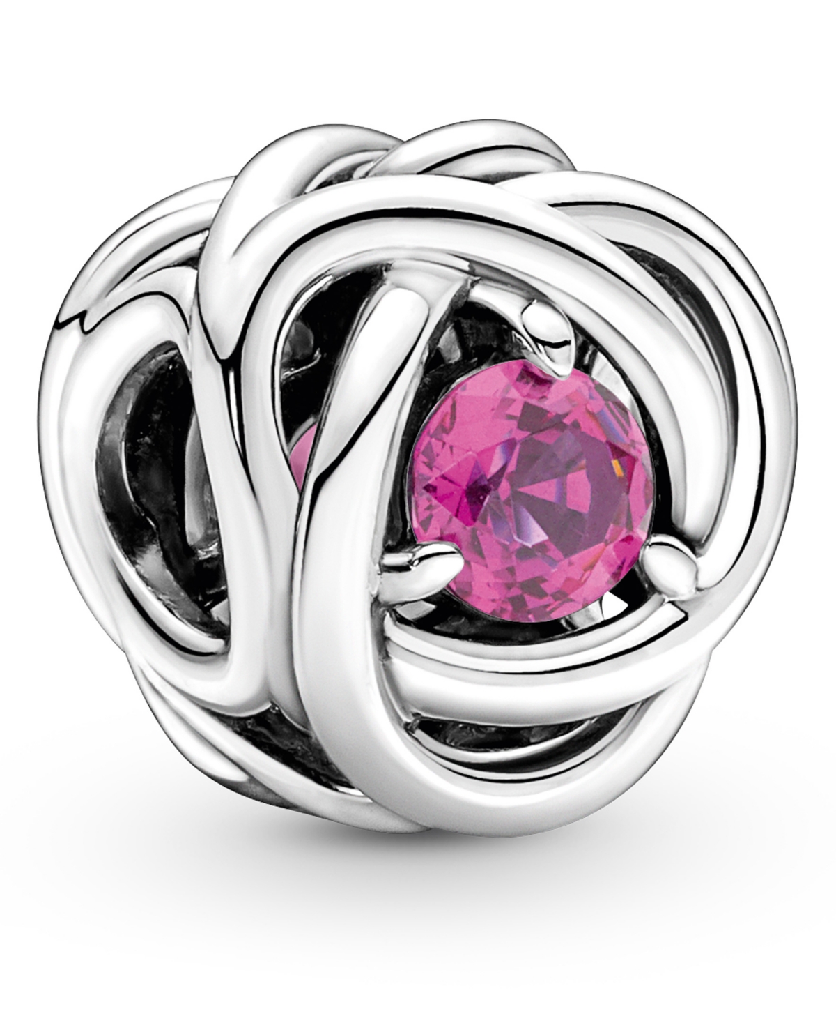 Pandora Birthstone Crystals Eternity Circle Charm In Pink,tourmaline - October