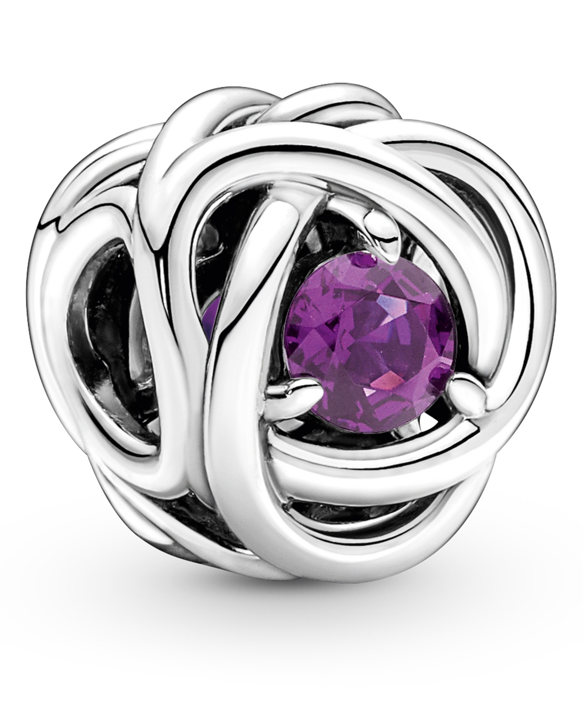 Pandora Birthstone Crystals Eternity Circle Charm In Purple,amethys - February