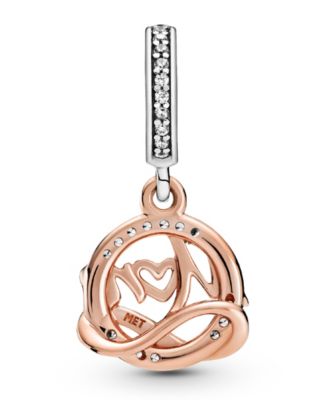Cubic Zirconia Two-Tone Mom Dangle Charm