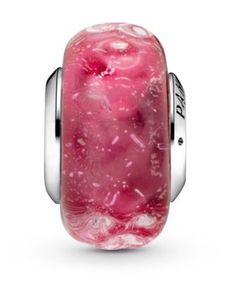 Sterling Silver Wavy Fancy Pink Murano Glass Charm