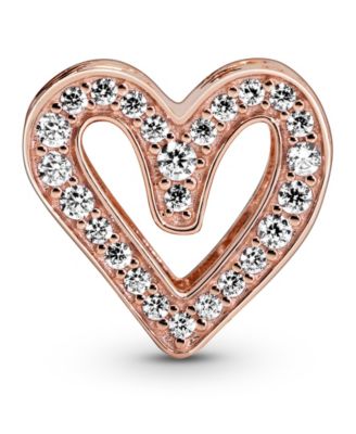 Cubic Zirconia Sparkling Freehand Heart Charm
