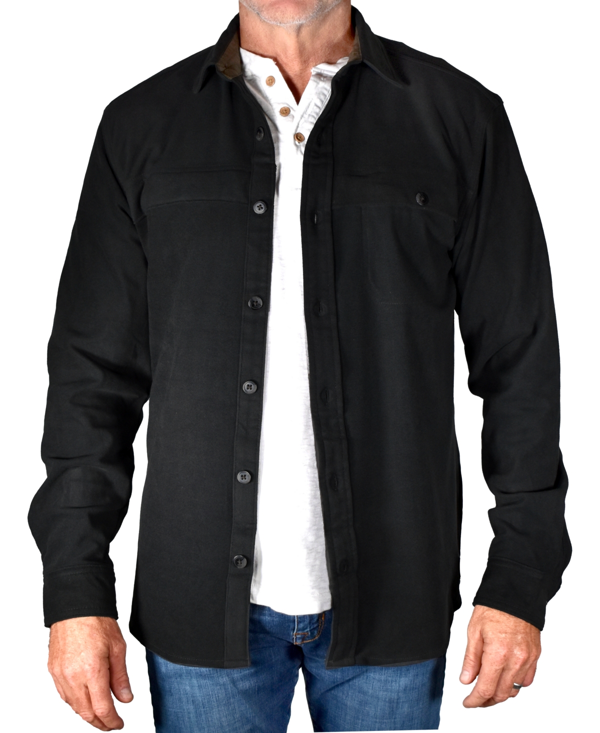 Shop Vintage 1946 Men's Performance Micro Fleece Shirt Jacket In Black