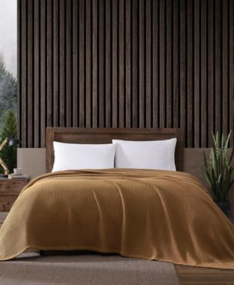 Solid Waffle Cotton Reversible Blanket, Full/Queen