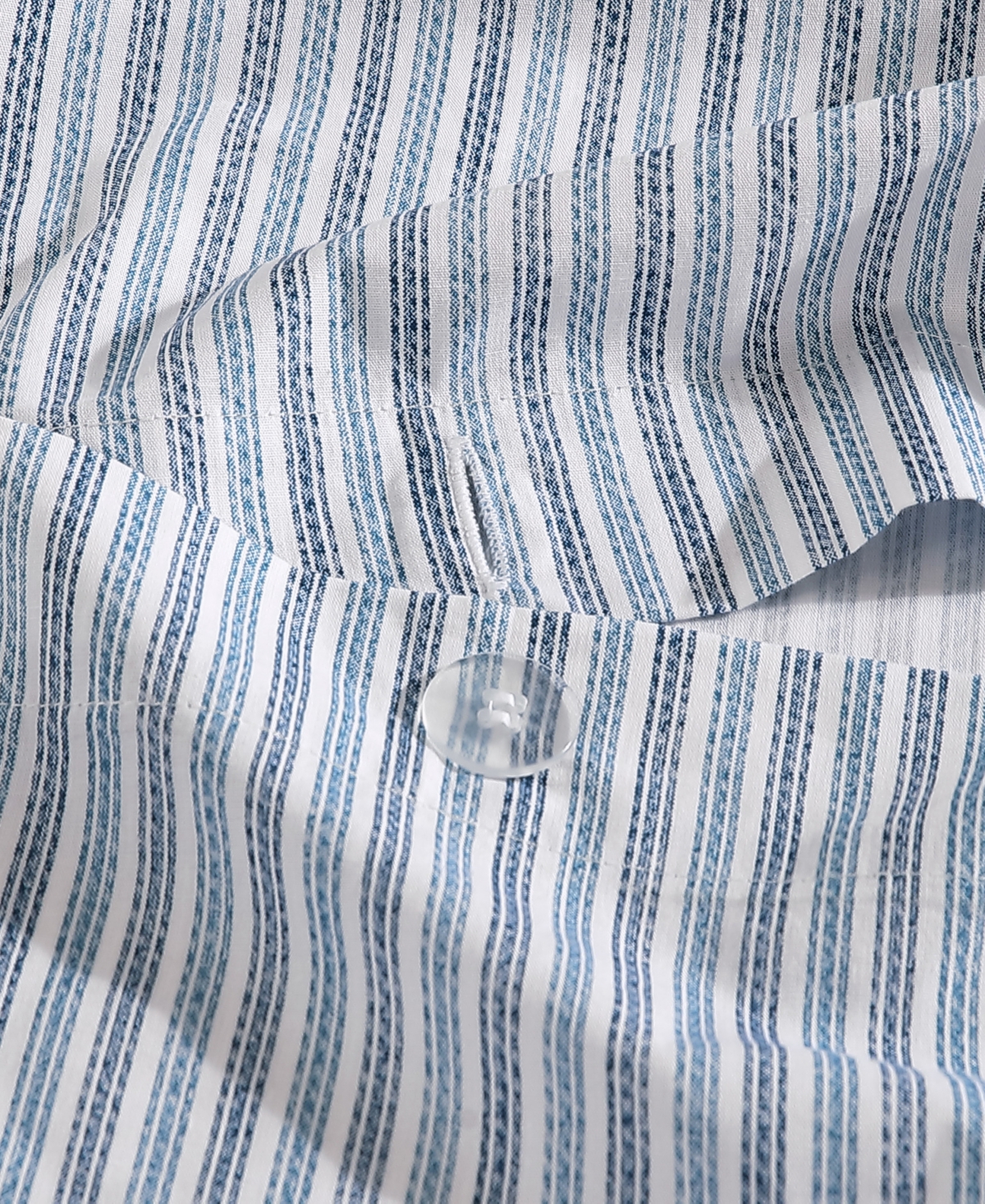 Eddie Bauer Ticking Stripe Cotton Percale 2 Piece Duvet Cover Set, Twin In Navy Blue