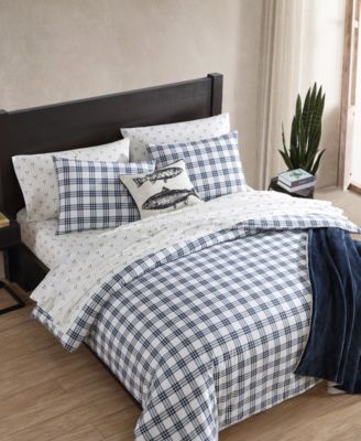 Basic Plaid Cotton Percale 3 Piece Duvet Cover Set, King