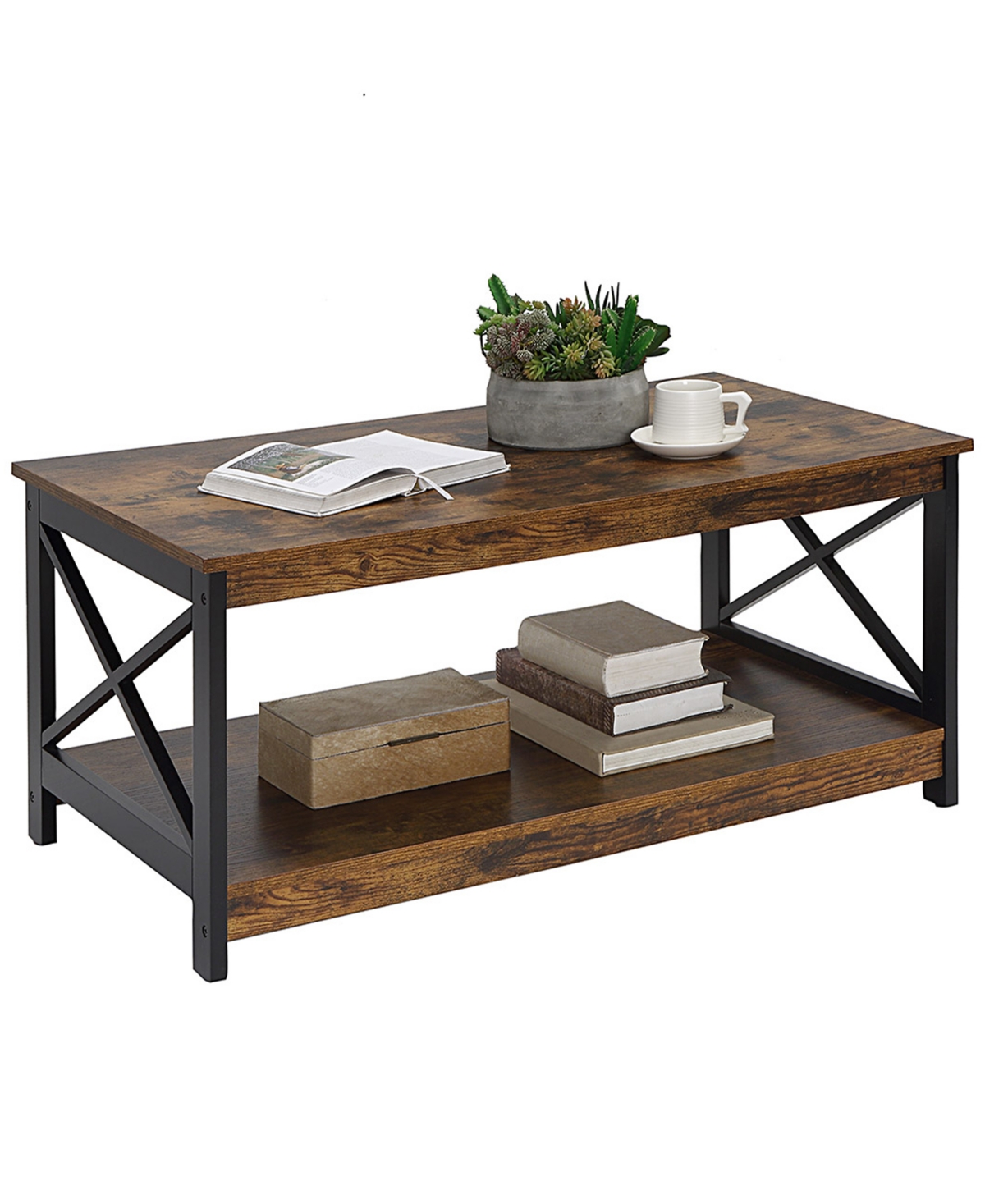 Convenience Concepts Medium-Density Fiberboard Oxford Coffee Table with Shelf - Black