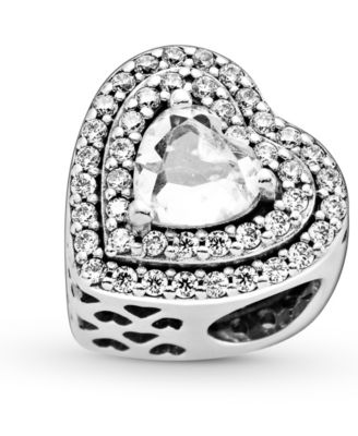 Cubic Zirconia Sparkling Leveled Hearts Charm
