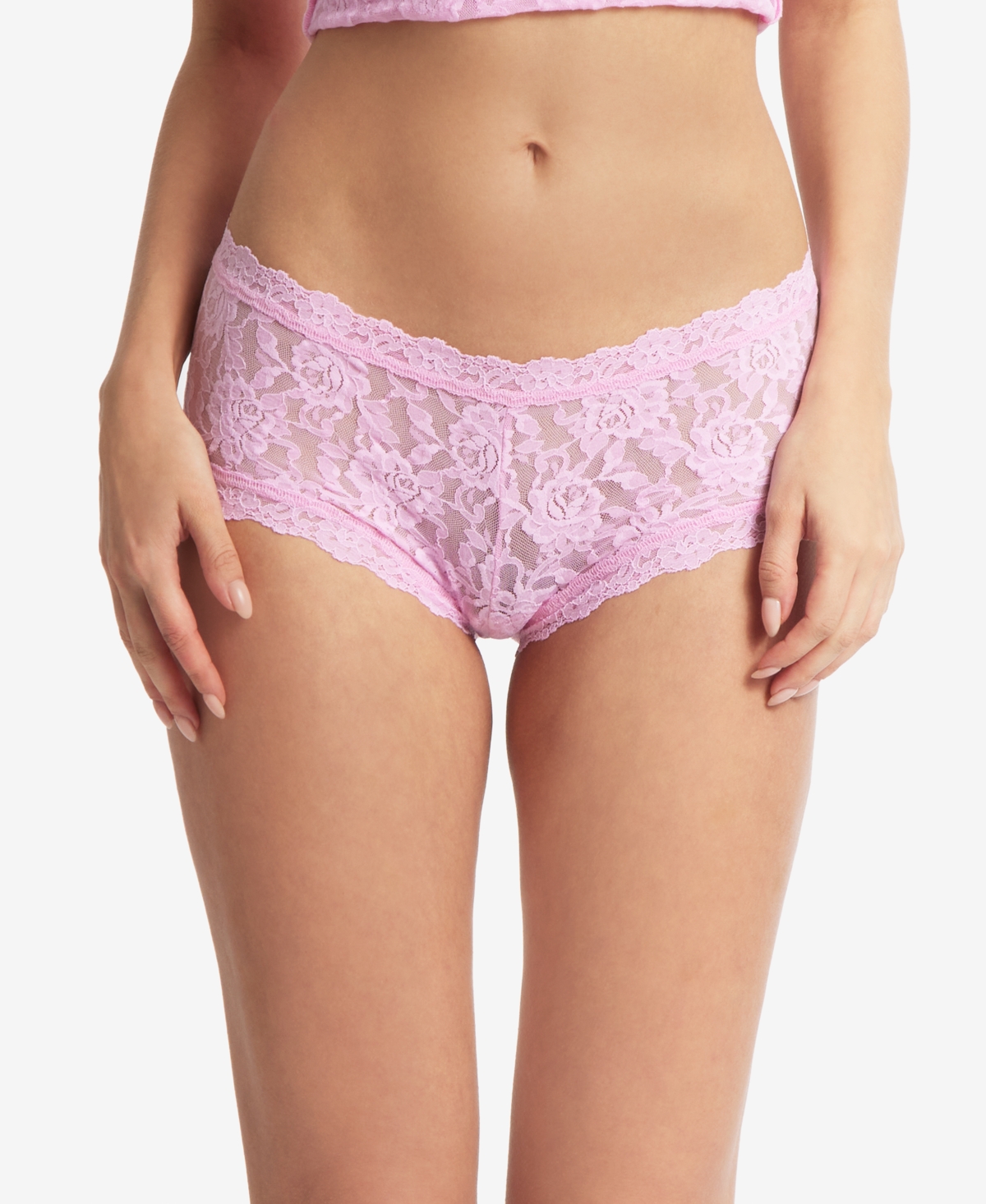 Shop Hanky Panky Women's Signature Lace Boy Short, 4812 In Cotton Candy Pink