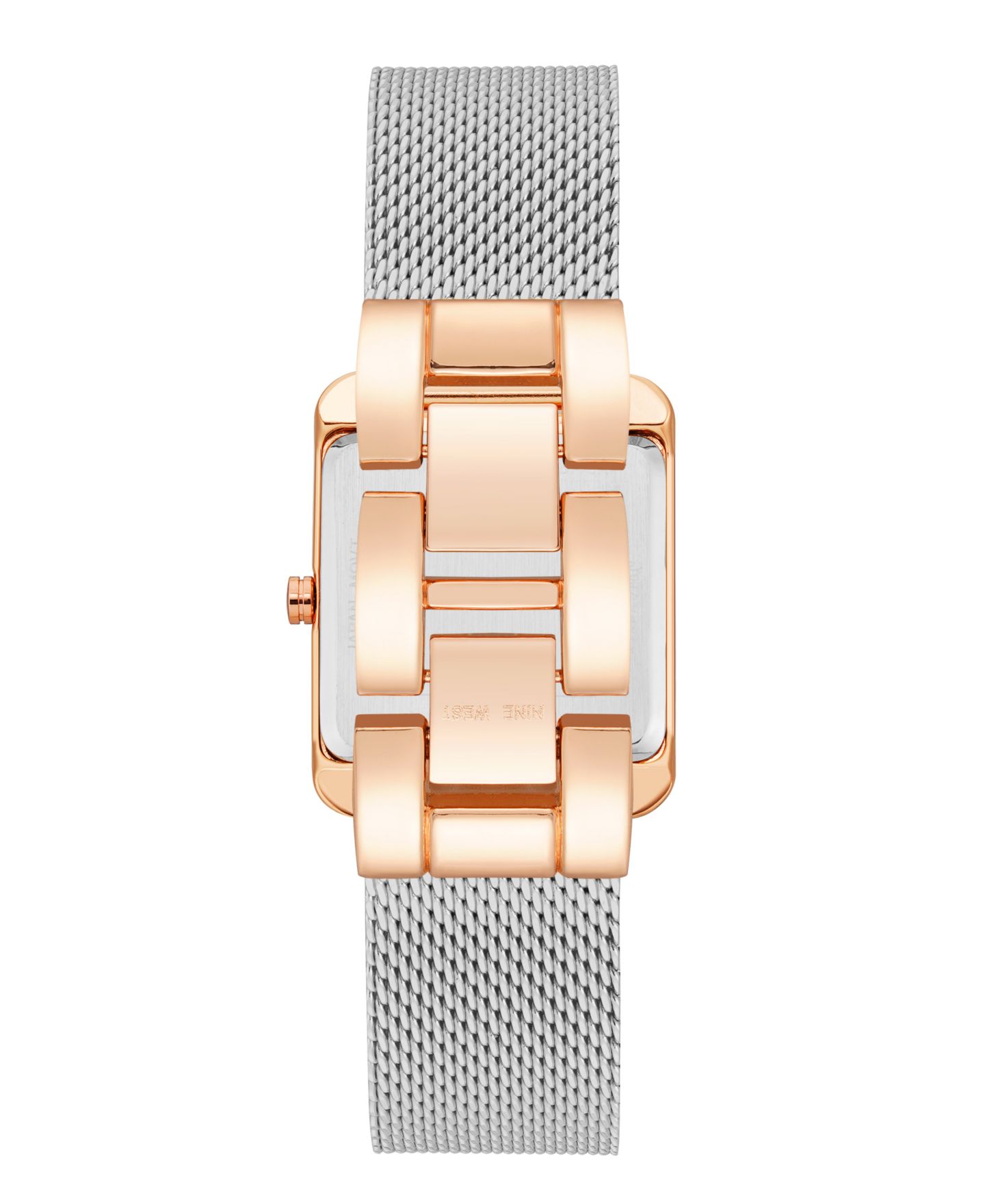 Женские часы Nine West Quartz Rectangular Silver-Tone Stainless Steel Mesh Band Watch, 29mm — фото 2