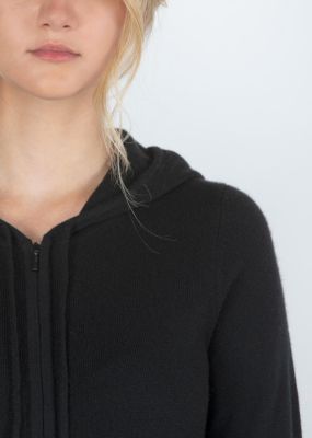 Women's 100% Pure Cashmere Long Sleeve Zip Hoodie Cardigan Sweater