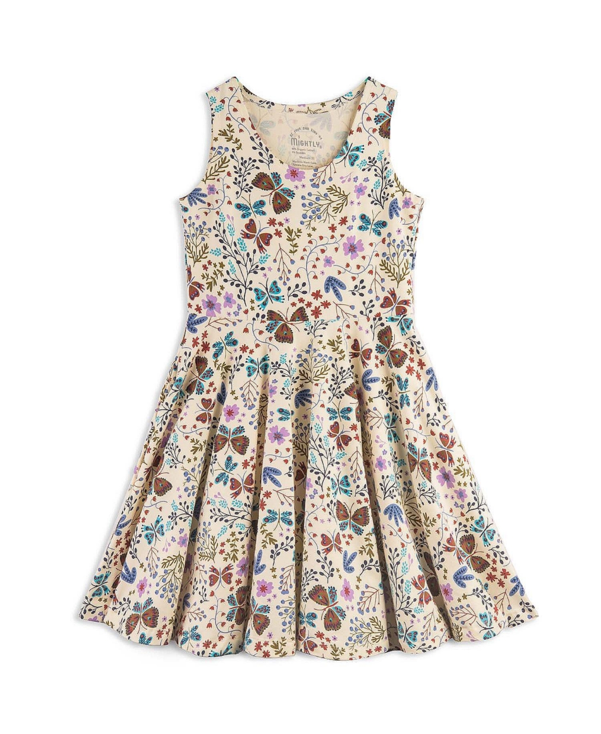 Mightly Toddler Girls Fair Trade Organic Cotton Print Sleeveless Twirl Dress