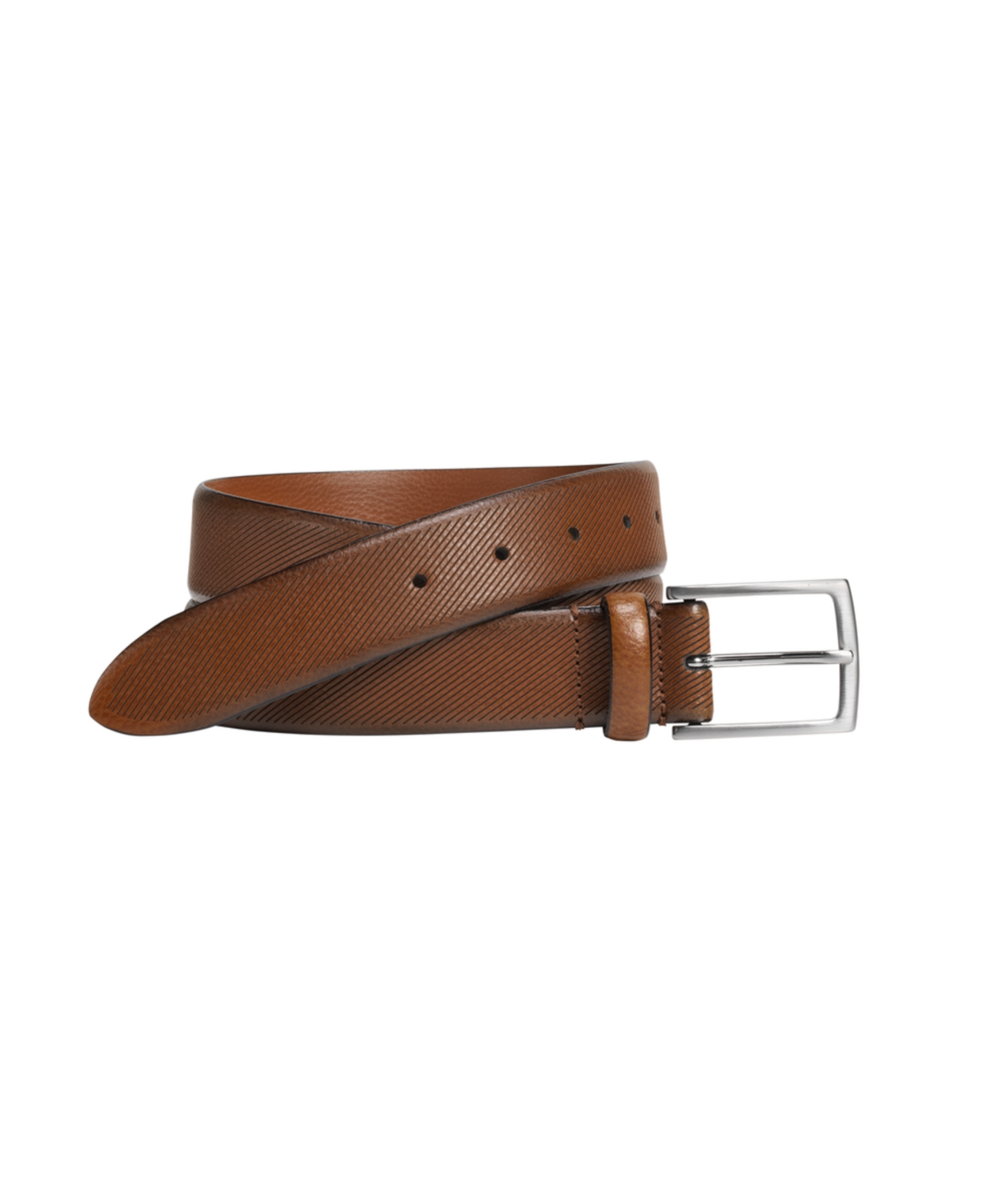 Men's Diagonal Embossed Belt - Tan Italian Leather
