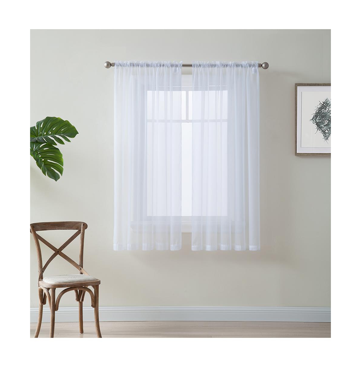 2 Pack Sheer Voile Window Curtain Sheer Panels - White
