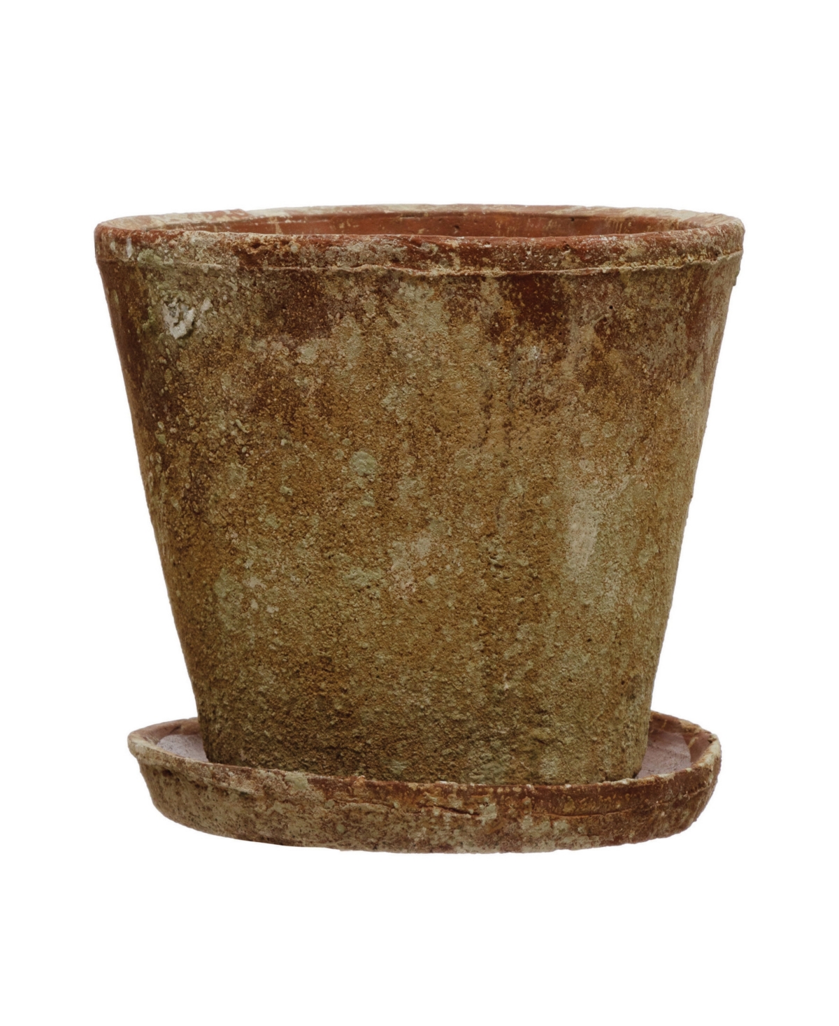 Cement Planter with Saucer, Set of 2 H - Terracotta