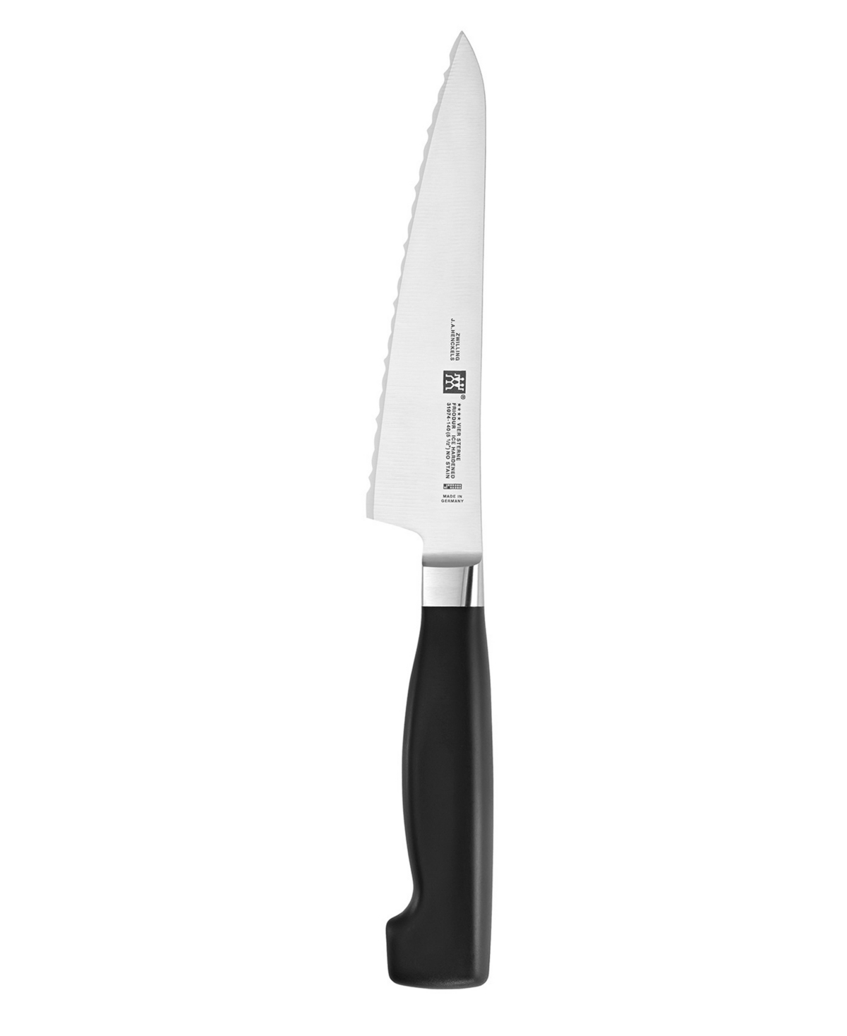 Zwilling Four Star 5.5" Serrated Prep Knife In Black