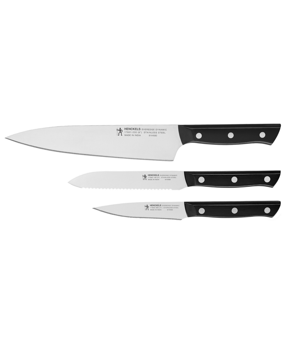 J.a. Henckels Everedge Dynamic 3-piece Starter Knife Set In Black