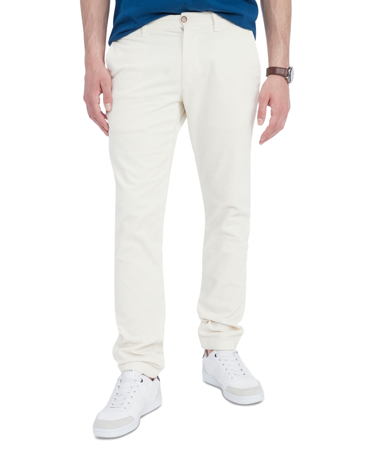 Tommy Hilfiger Men's Denton Slim Straight-fit Corduroy Chino Pants In Ancient White
