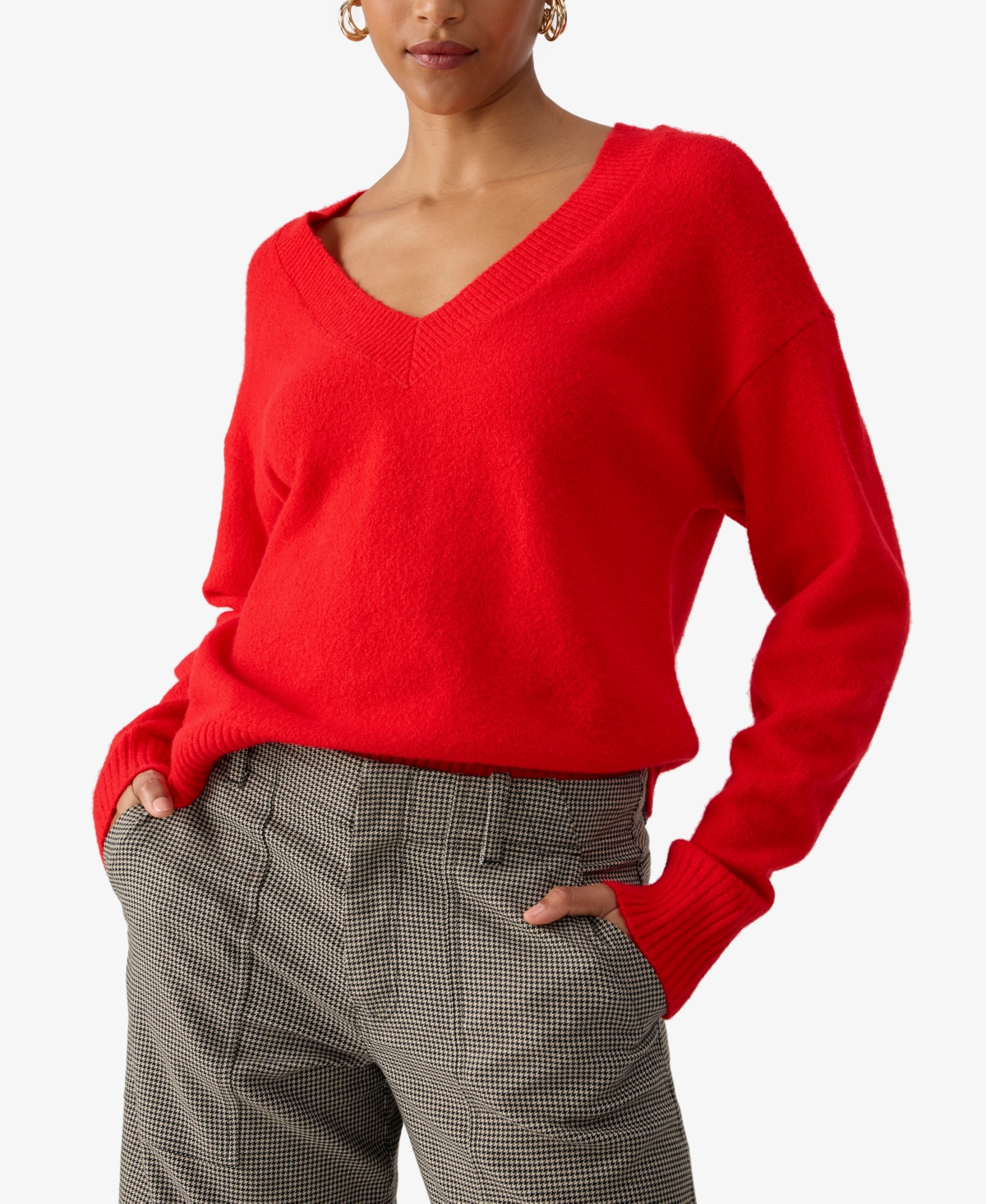 Sanctuary Women's Easy Breezy V-neck Pullover Sweater In Lipstick