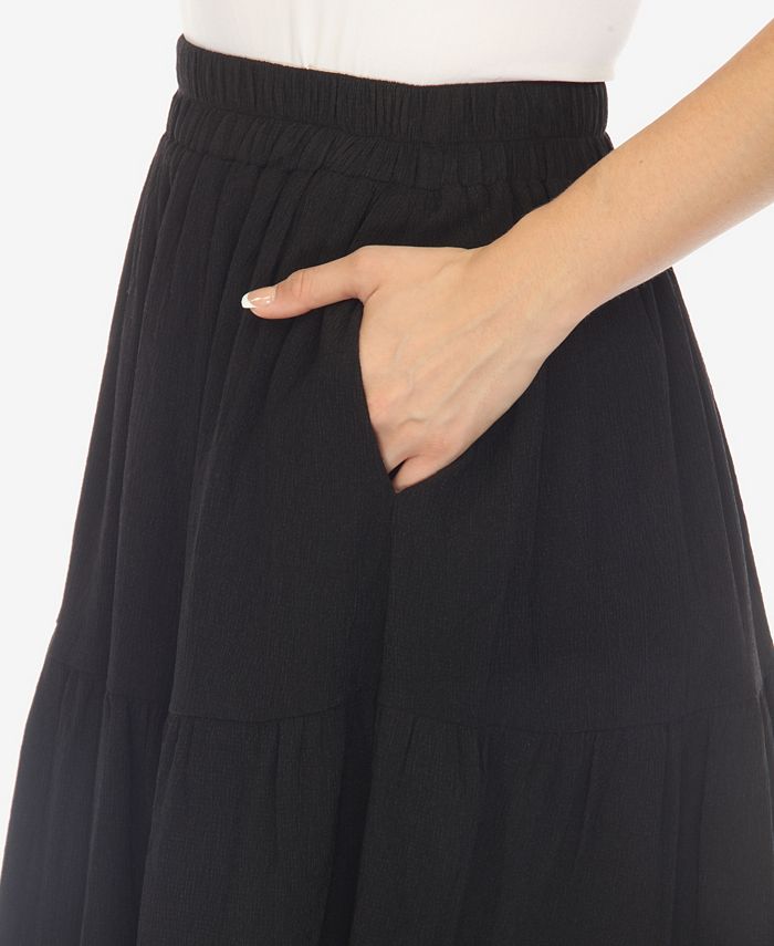 White Mark Women's Pleated Tiered Maxi Skirt - Macy's