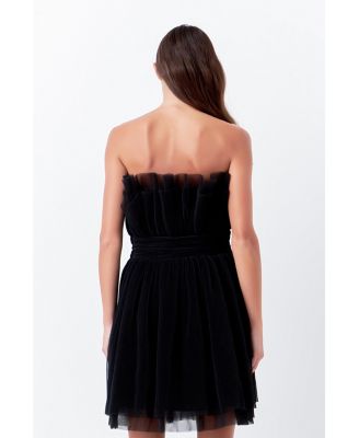 Women's Strapless Mini Tulle Dress