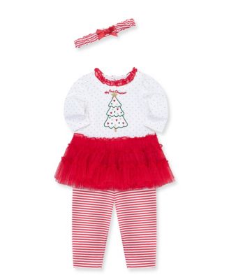 Little Me Baby Girls Sparkle Christmas Tree Dress Leggings and Headband Set Macy s