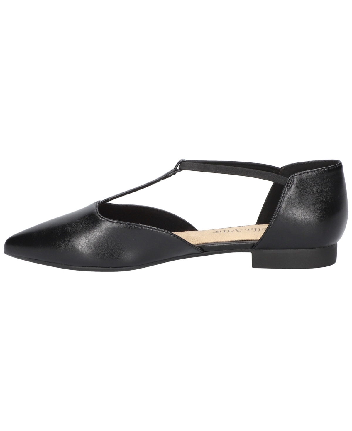 Bella Vita Women's Darby T-Strap Flats - Black- Manmade