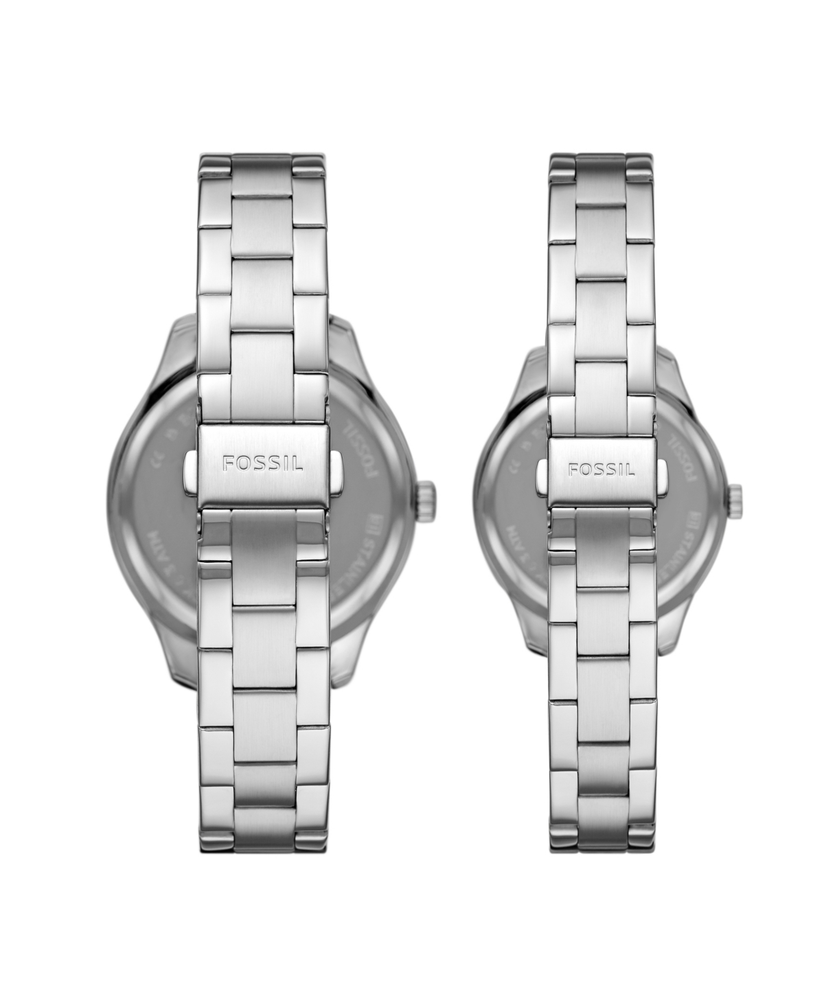 Shop Fossil His And Her Multifunction Silver-tone Stainless Steel Watch Set, 42mm 36mm