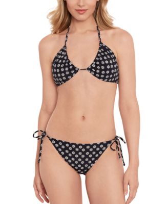 Shop Salt + Cove Salt Cove Juniors Daisy Print Triangle Bikini Top Bikini Bottoms Created For Macys In Black Multi