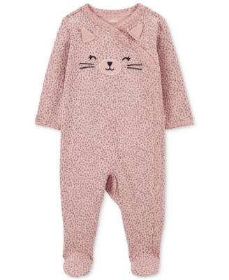 Carter's - Baby Girls Cat Side-Snap Sleep & Play Footed Pajamas