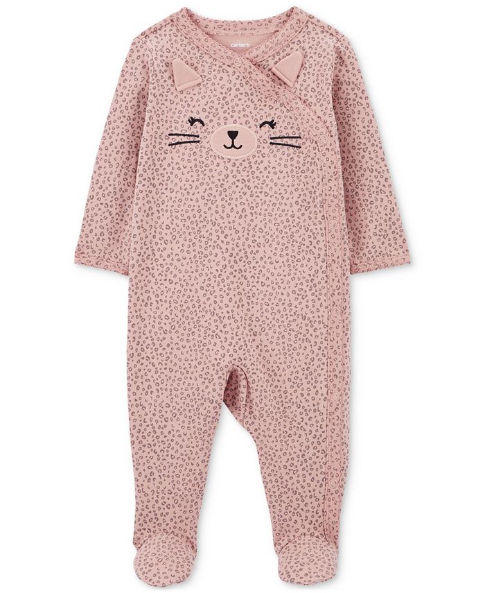 Carter s Baby Girls Cat Side Snap Sleep Play Footed Pajamas Macy s