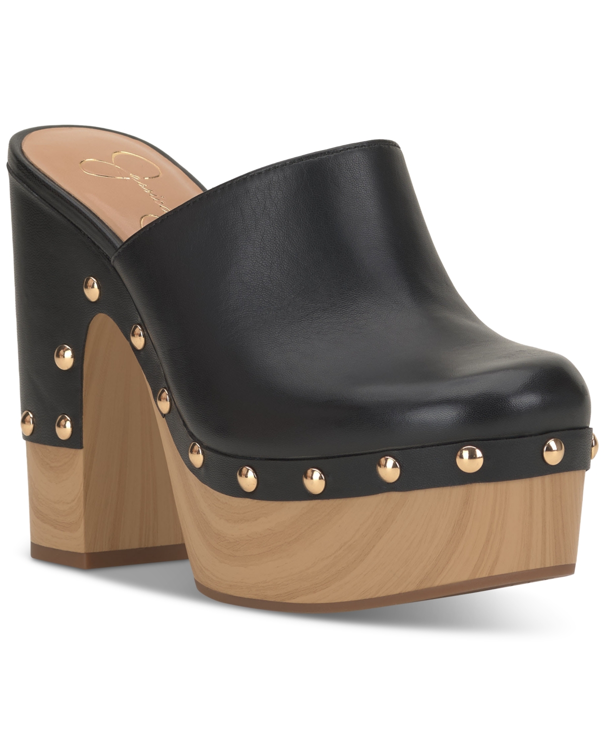Shop Jessica Simpson Dasally Platform Clogs In Black Leather