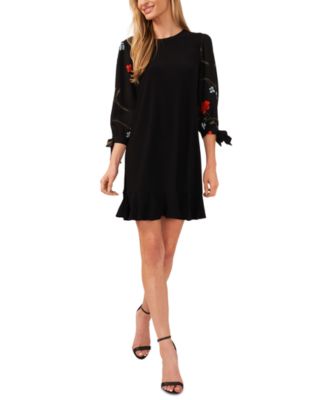 CeCe - Women's Printed-Sleeve Knit Shift Dress