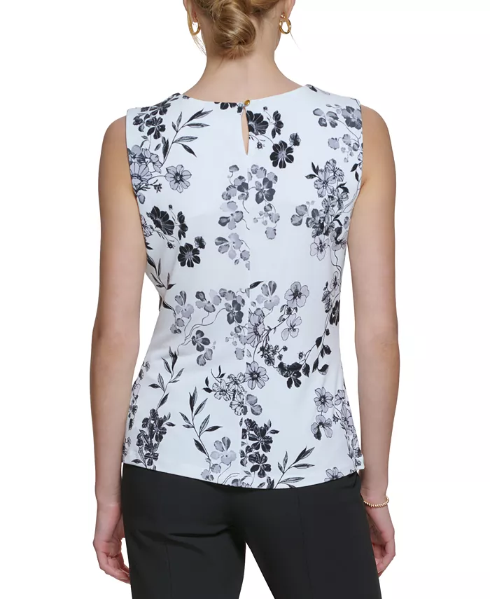 Printed Pleat-Neck Blouse - thumbnail 8